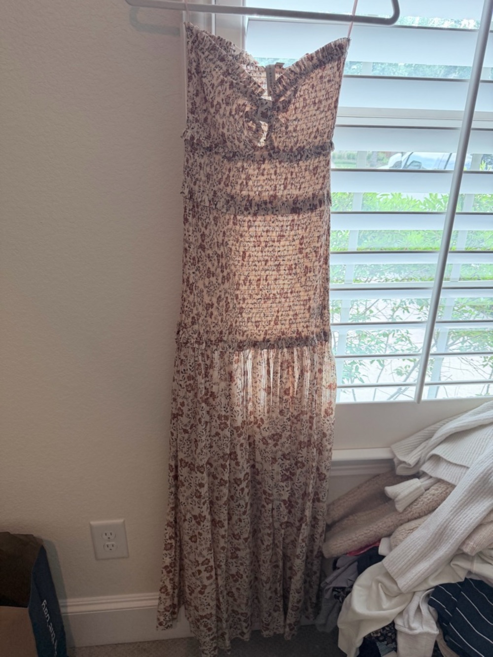 Bec & Bridge Cream Floral Tiered Maxi Dress